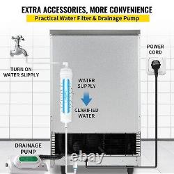 110V COMMERCIAL ICE MAKER 110 LBS/24 HRS With WATER DRAIN PUMP FREE SHIPPING