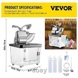 110V Commercial Electric Ice Shaver Snow Cone Machine 300W with Dual Blades