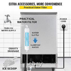 110V Commercial Ice Maker 80-90LBS/24H with 33LBS Bin, Full Heavy Duty St