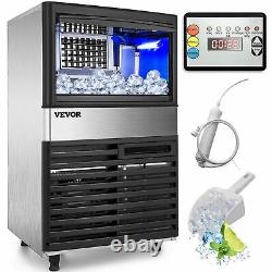 110v Commercial Ice Maker 100lbs/24h With 45lbs Storage Capacity Stainless Steel