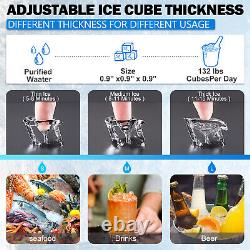 132LB/24h Commercial Ice Maker Built-in Undercounter Freestand Ice Cube Machine