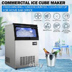 132LB/24h Commercial Ice Maker Stainless Steel Undercounter Ice Cube Machine