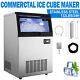 132lbs/24h Commercial Ice Maker Sus Ice Cube Machine 39lbs Ice Storage 335w