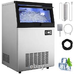 132LBS/24H Commercial Ice Maker SUS Ice Cube Machine 39LBS Ice Storage 335W