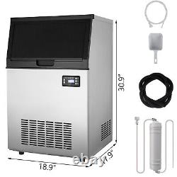 132Lbs Commercial Ice Maker Built-in Ice Cube Machine SUS 33lb Bin Storage