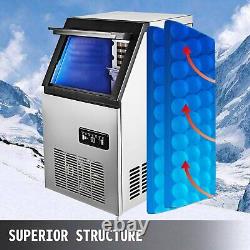 132lbs Commercial Ice Cube Maker Machine 60kg Auto Stainless Steel For Bar 300w