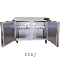 48 Commercial Refrigerated Prep Table 13 Cu. Ft. Sandwich Prep Fridge with2 Door