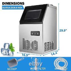 90lbs/day Commercial Ice Maker S/S Auto Clean Built-in Ice Cube LCD Machine