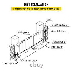 Automatic 3100lbs Sliding Gate Opener Heavy Duty Electric Door Motor Operator