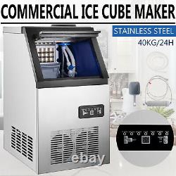 Built-in Commercial Ice Cube Maker Machine Stainless Steel Bar Restaurant 90LB
