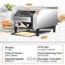 Commercial 300 Slice per Hour Bagel Electric Countertop Conveyor Bread Toaster