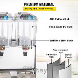 Commercial Cold Beverage Juice Dispenser Iced Stainless Steel 9.5 Gallon 2 Tanks
