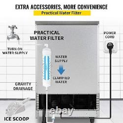 Commercial Ice Maker 110V 90-100LBS/24H with 33LBS Bin Heavy Duty Stainless