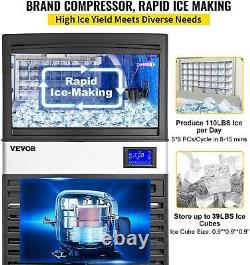 Commercial Ice Maker 110V VEVOR Makes 110LBS/24HRS everything included