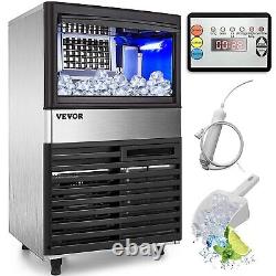 Commercial Ice Maker, 132 Lbs/24H, Stainless Steel under Counter Ice Machine