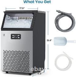Commercial Ice Maker Machine 150LBS/24H Ice Cube LCD Undercounter Self-Cleaning
