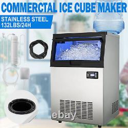 Commercial Ice Maker Machine Stainless Steel Freestanding Ice Maker 33lb Ice Bin