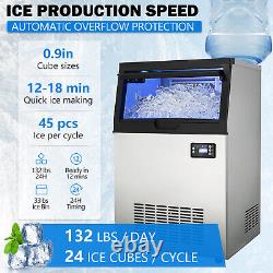 Commercial Ice Maker Machine Stainless Steel Freestanding Ice Maker 33lb Ice Bin