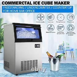 Commercial Ice Maker Machine Stainless Steel Freestanding Ice Maker 33lb Ice Bin