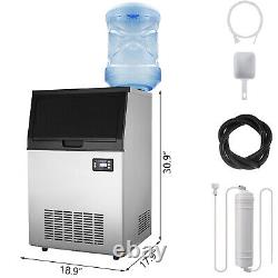 Commercial Ice Maker Machine Stainless Steel Freestanding Ice Maker 33lb Ice Bin