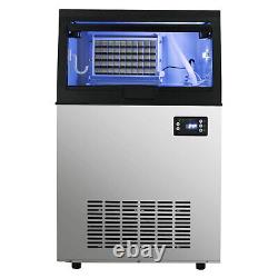 Commercial Ice Maker Machine Stainless Steel Freestanding Ice Maker 33lb Ice Bin