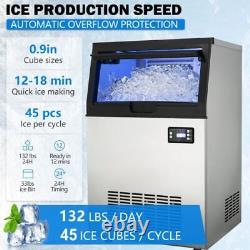 Commercial Ice Maker Stainless Steel Freestanding Undercounter Ice Cube Machine