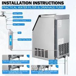 Commercial Ice Maker Stainless Steel Freestanding Undercounter Ice Cube Machine