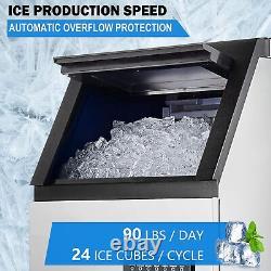 Commercial Ice Maker Stainless Steel Undercounter Ice Cube Machine Freestanding