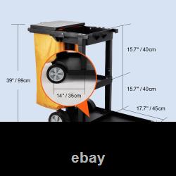 Commercial Janitorial Cart with 3 Shelves Heavy-Duty, 200 lbs Capacity, Yellow