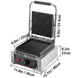 Commercial Sandwich Press Grill Griddle Panini Maker Grooved Flat 1800W