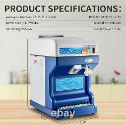 Commercial Snow Cone Machine Maker Shaved Electric Ice Shaver Crusher Shaving