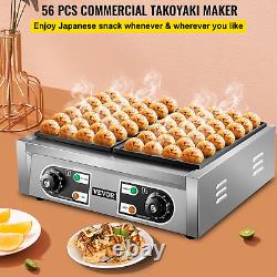 Commercial Takoyaki Maker, 56PCs Japanese Octopus Fish Ball Machine, 2kW Heating