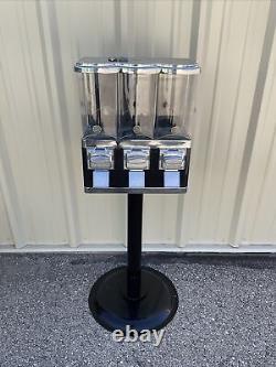 Commercial Triple Gumball Machine Candy Vending With Stand Bubble Gum Dispenser