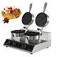 Double-head Commercial Round Waffle Maker Machine Nonstick Temp & Time Control