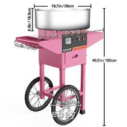 Electric Commercial Cotton Candy Machine Sugar Floss Maker Pink With Cart Stand