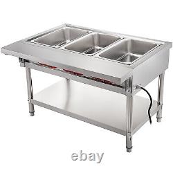 Food Warmer Bain Marie Steam Table Steamer Commercial Electric Wet Heat 3 Pan