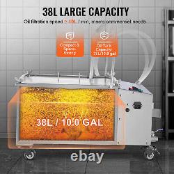 Fryer Oil Filter Commercial Cooking Oil Filtration System 38L Capacity