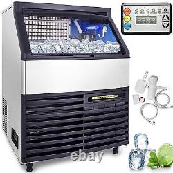 Ice Maker Commercial Ice Cube Machine 130kg 24h Stainless Steel With 99lbs Storage