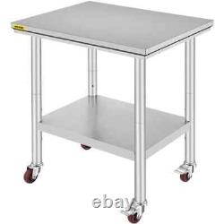 Kitchen Utility Prep Table Stainless Steel withCasters Commercial Restaurant Gray