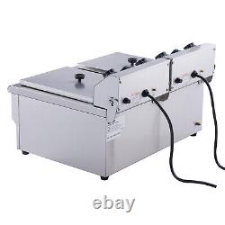 NEW Commercial Electric Deep Fryer Countertop Deep Fryer with Dual Tanks 3000W