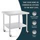 Nsf Commercial Stainless Steel Work Table W Wheels & Shelf Kitchen Prep Table