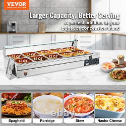 VEVOR 10-Pan Commercial Food Warmer, 10 x 12QT Electric Steam Table with Tempere