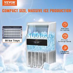 VEVOR 100lbs/24H Commercial Ice Maker Built-in Ice Cube Machine 33lb Bin Storage