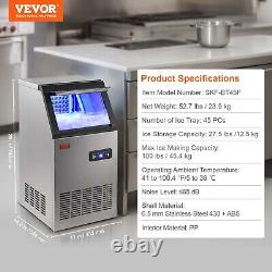 VEVOR 100lbs/24H Commercial Ice Maker Undercounter Freestanding Ice Cube Machine