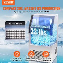 VEVOR 100lbs/24H Commercial Ice Maker Undercounter Ice Cube Machine 33lb Storage