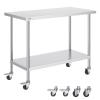 Vevor 11 Size Stainless Steel Work Table Commercial Prep Table With 4 Casters