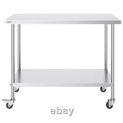 VEVOR 11 Size Stainless Steel Work Table Commercial Prep Table With 4 Casters