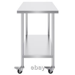 VEVOR 11 Size Stainless Steel Work Table Commercial Prep Table With 4 Casters