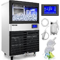 VEVOR 110LBS/24H Commercial Ice Maker Ice Cube Machine withWater Filter & Pump LCD