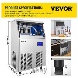 VEVOR 110Lbs/24H Commercial Ice Maker Ice Cube Machine withWater Filter & Pump LCD